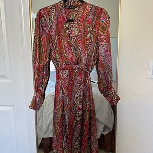 Zara Multicolor Satin Long Sleeve Dress